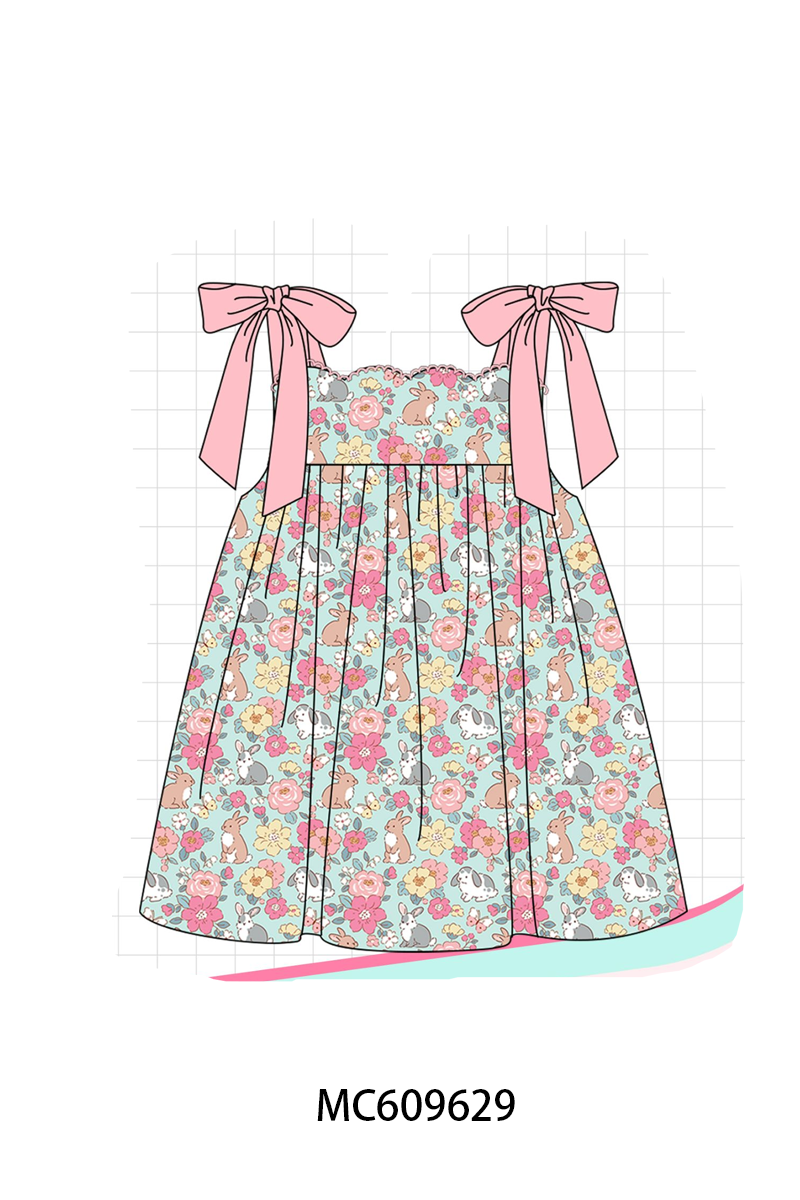 PO37: Pink Floral Bunny Print Smocked Collection (ETA March)