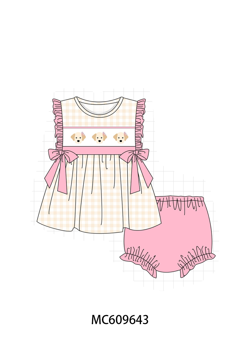 PO37: Pink&Blue Puppy Embroidery Gingham Collection (ETA March)