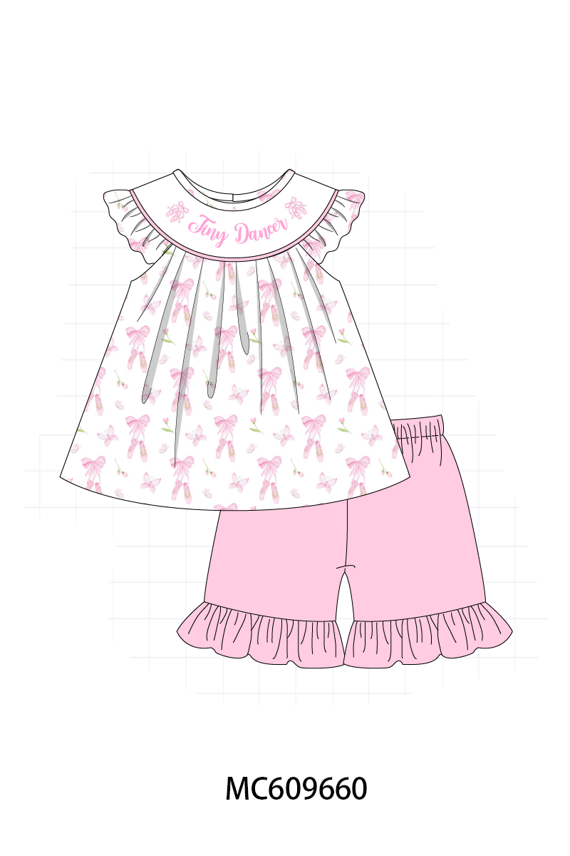 PO37: Pink Ballet Shoes Embroidery Ruffle Collection (ETA March)
