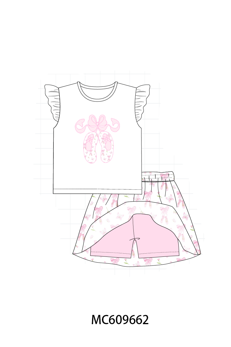 PO37: Pink Ballet Shoes Embroidery Ruffle Collection (ETA March)