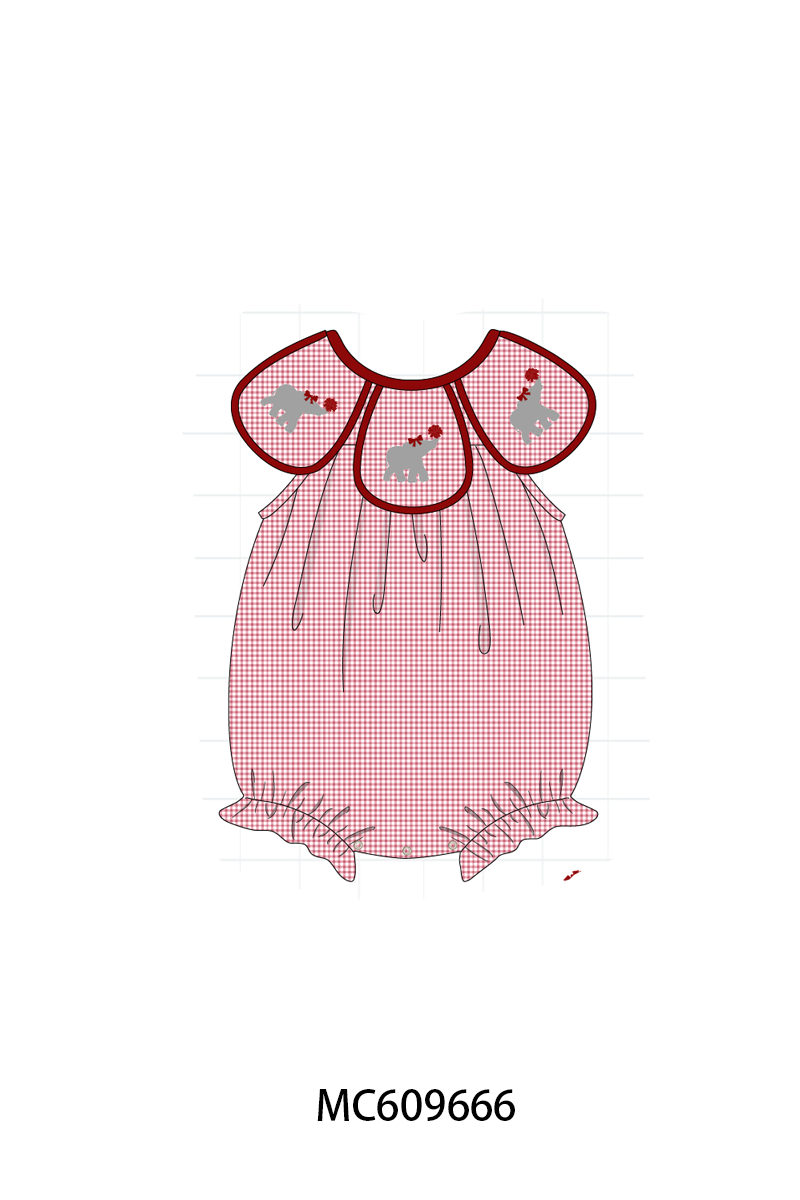 PO37: Red Alabama Elephant Embroidery Gingham Collection (ETA March)