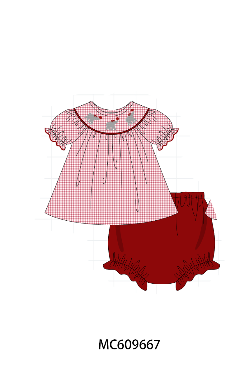PO37: Red Alabama Elephant Embroidery Gingham Collection (ETA March)
