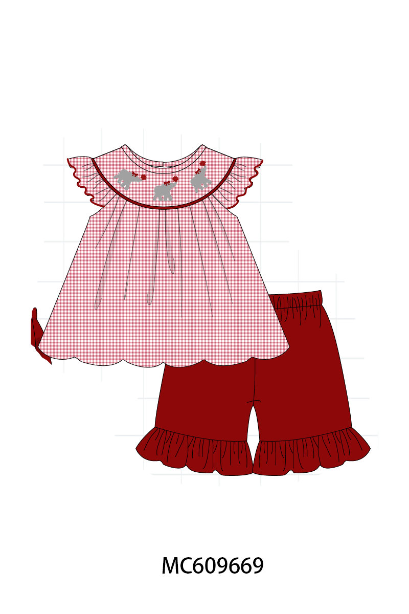PO37: Red Alabama Elephant Embroidery Gingham Collection (ETA March)
