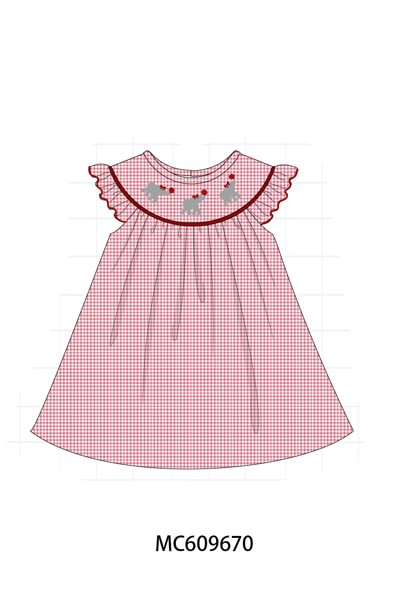 PO37: Red Alabama Elephant Embroidery Gingham Collection (ETA March)