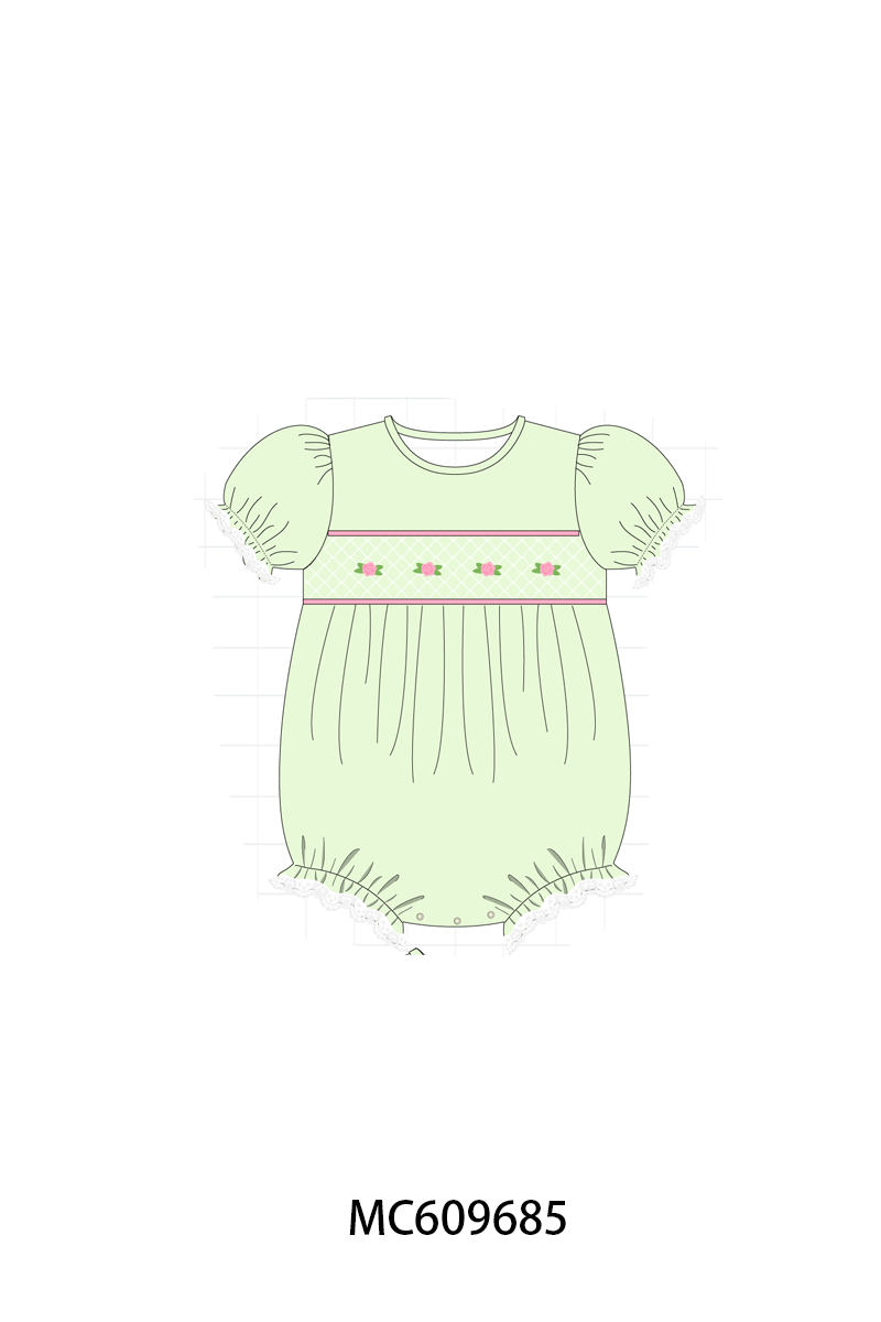 PO37: Green Floral Smocked Lace Collection (ETA March)