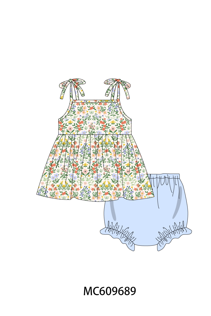 PO37: Blue Floral Print Ruffle Collection (ETA March)