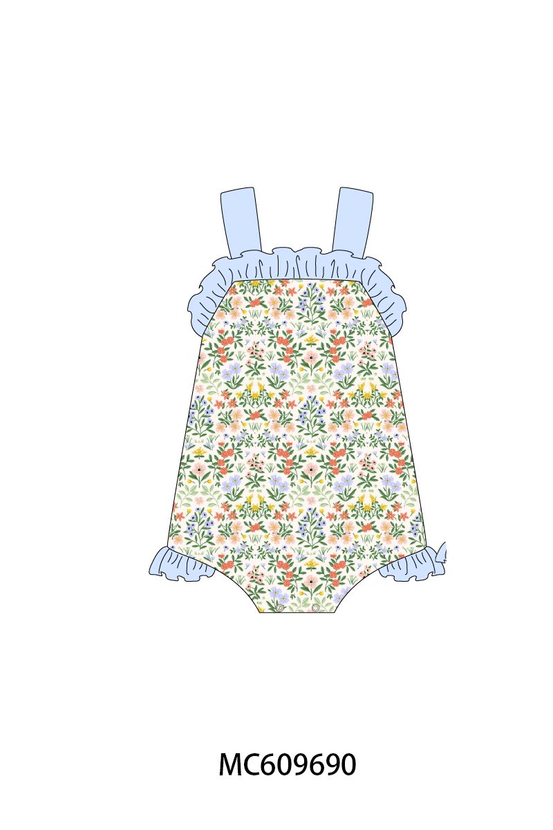 PO37: Blue Floral Print Ruffle Collection (ETA March)