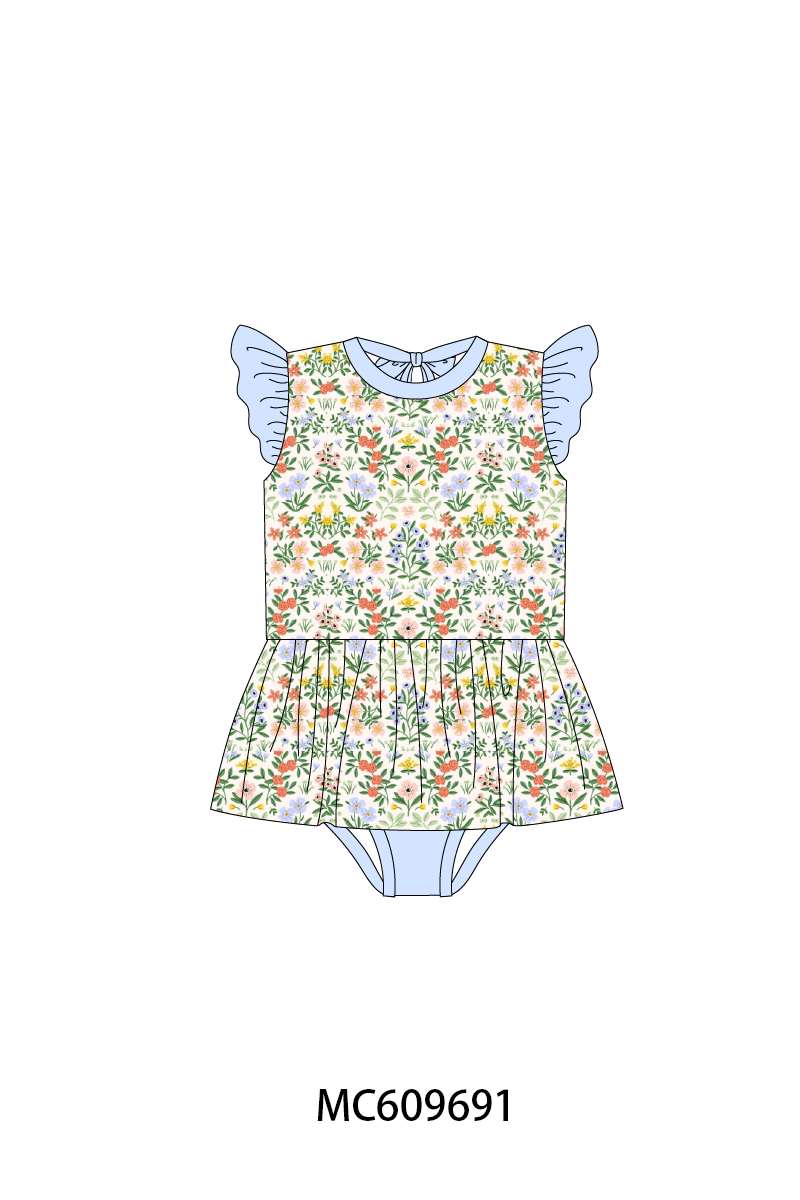 PO37: Blue Floral Print Ruffle Collection (ETA March)