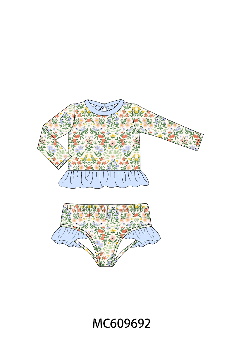 PO37: Blue Floral Print Ruffle Collection (ETA March)