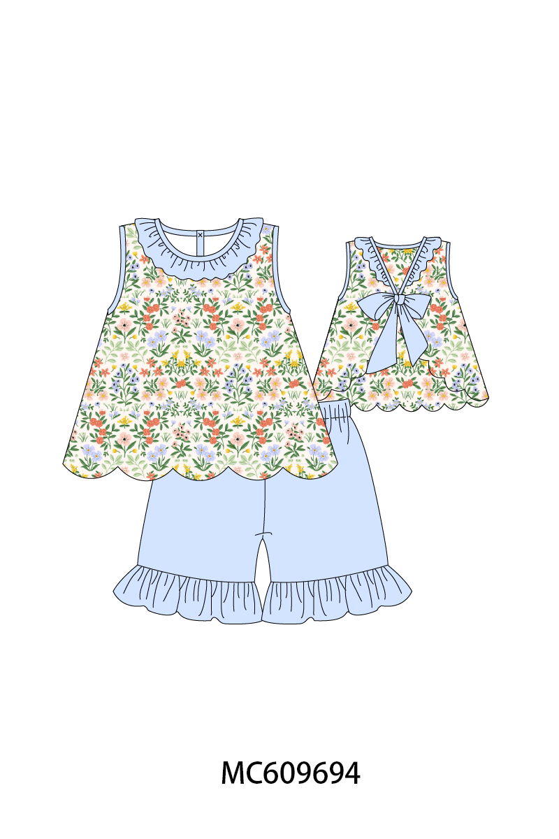 PO37: Blue Floral Print Ruffle Collection (ETA March)