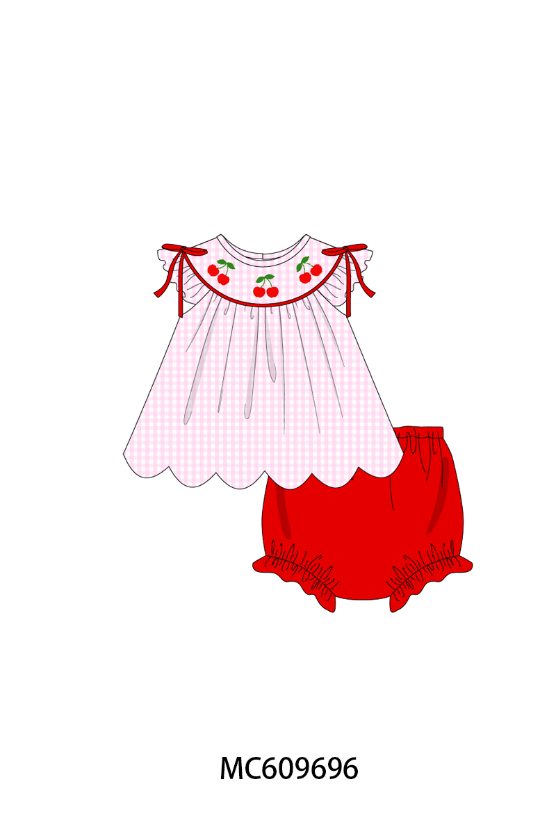 PO37: Pink Cherry Embroidery Gingham Collection (ETA March)