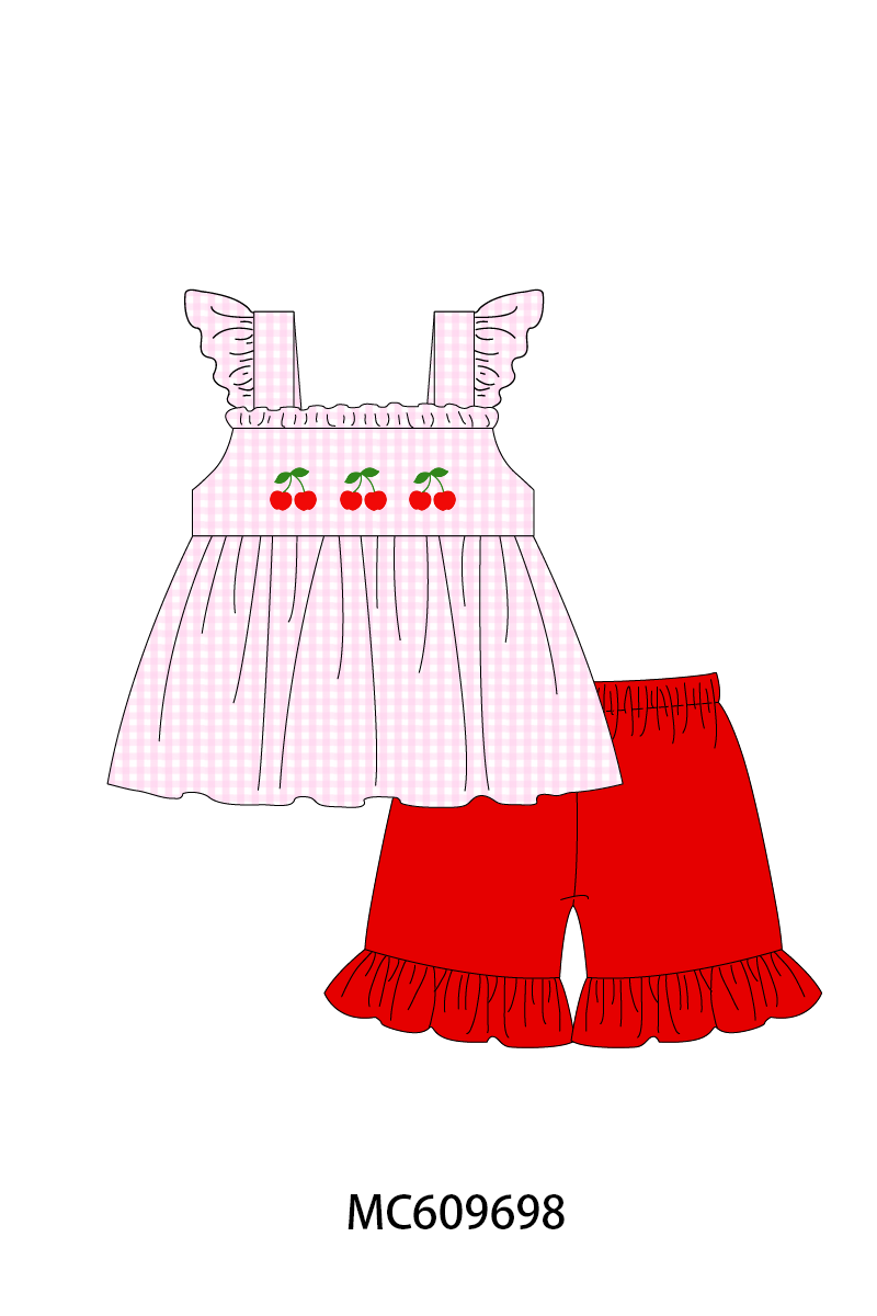 PO37: Pink Cherry Embroidery Gingham Collection (ETA March)