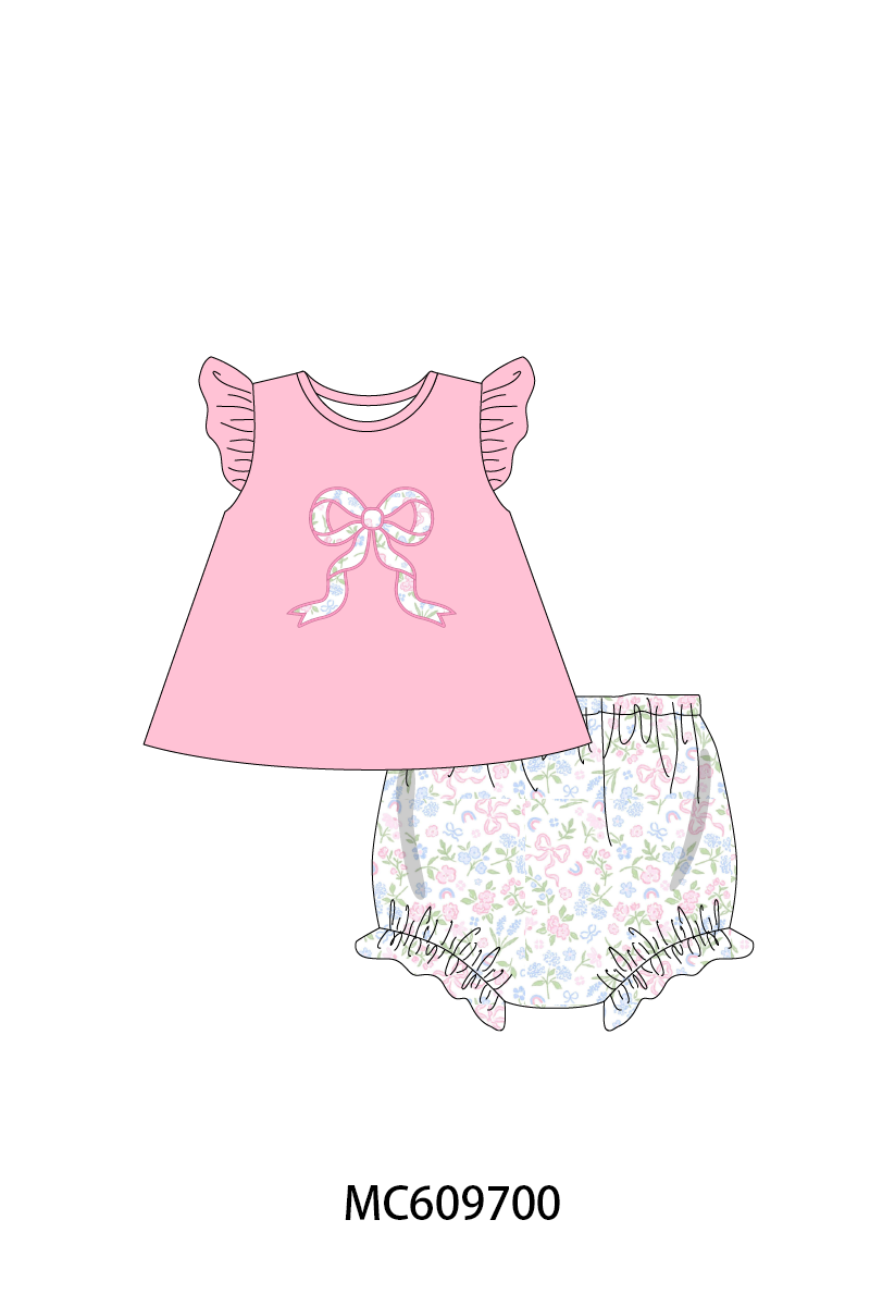 PO37: Pink Bow Applique Floral Collection (ETA March)