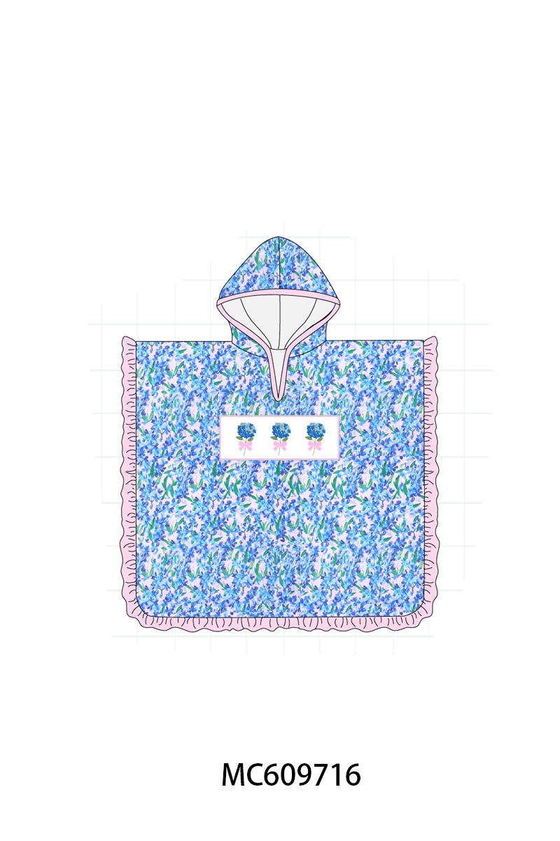 PO37: Blue Hydrangea Embroidery Floral Ruffle Collection (ETA March)