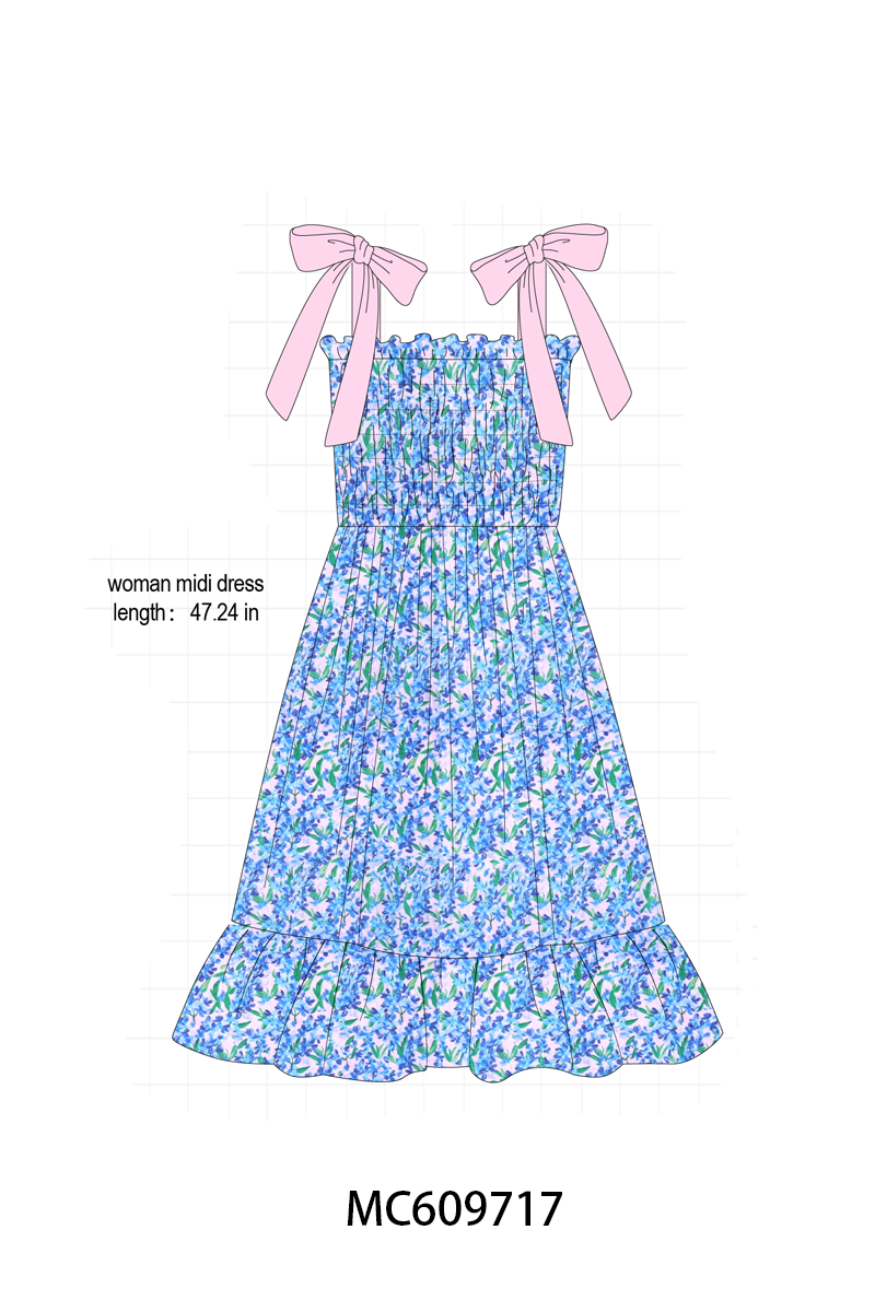 PO37: Blue Hydrangea Embroidery Floral Ruffle Collection (ETA March)