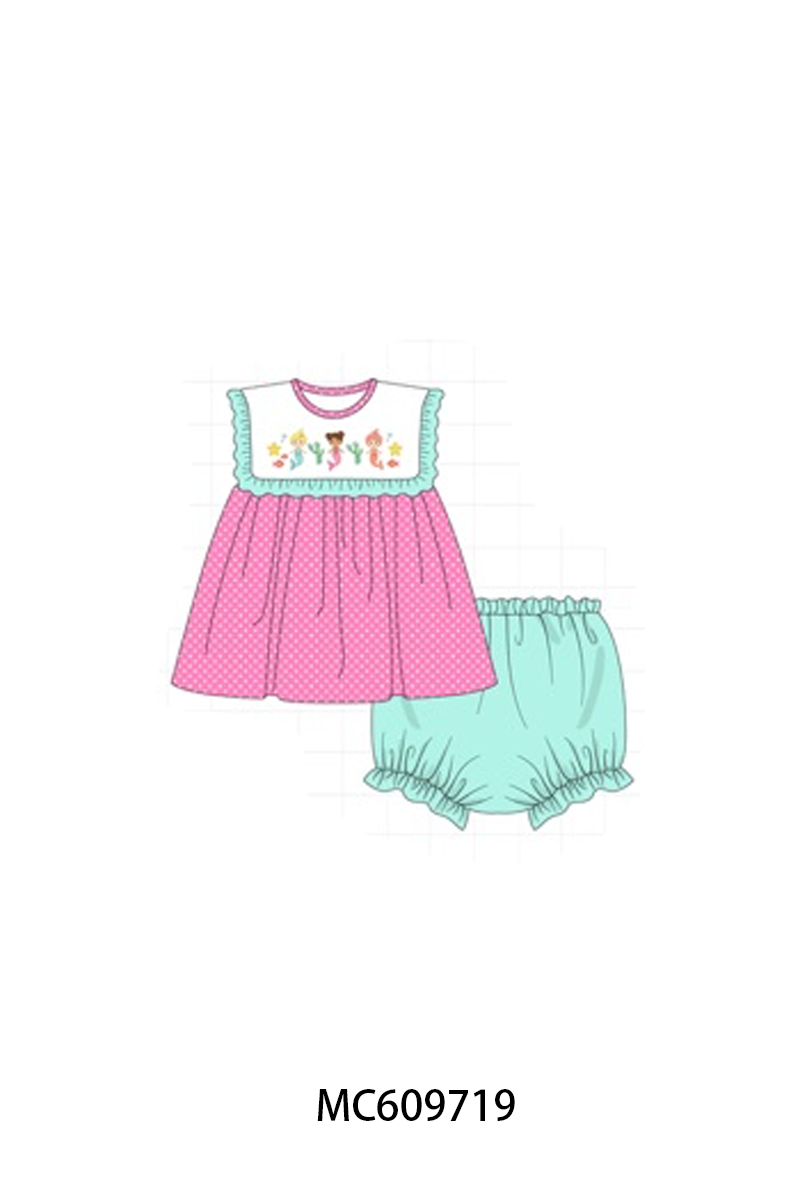 PO37: Pink Mermaid Embroidery Ruffle Collection (ETA March)