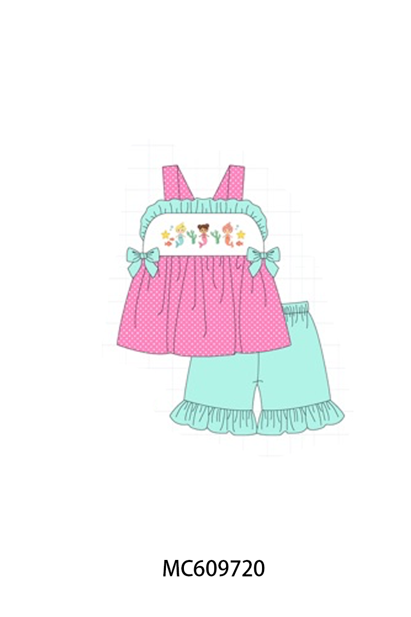 PO37: Pink Mermaid Embroidery Ruffle Collection (ETA March)