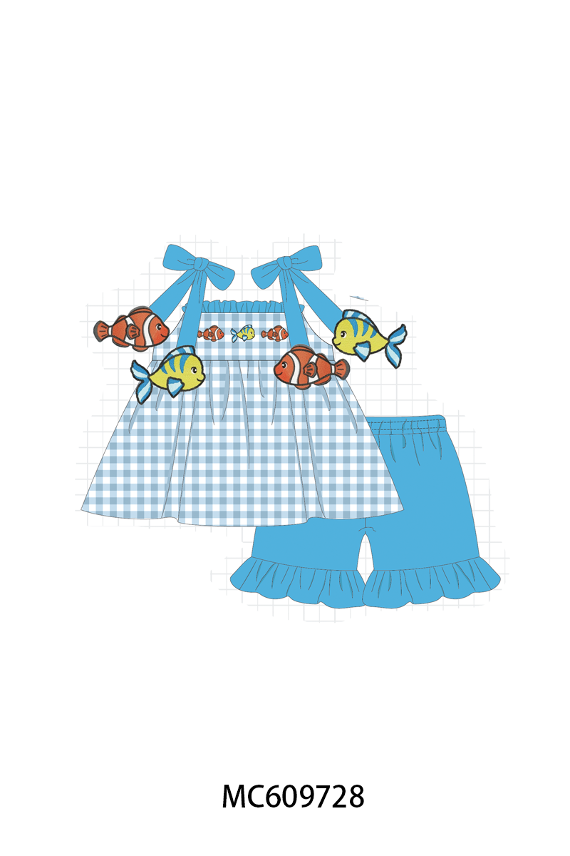 PO37: Blue Fish Embroidery Gingham Collection (ETA March)