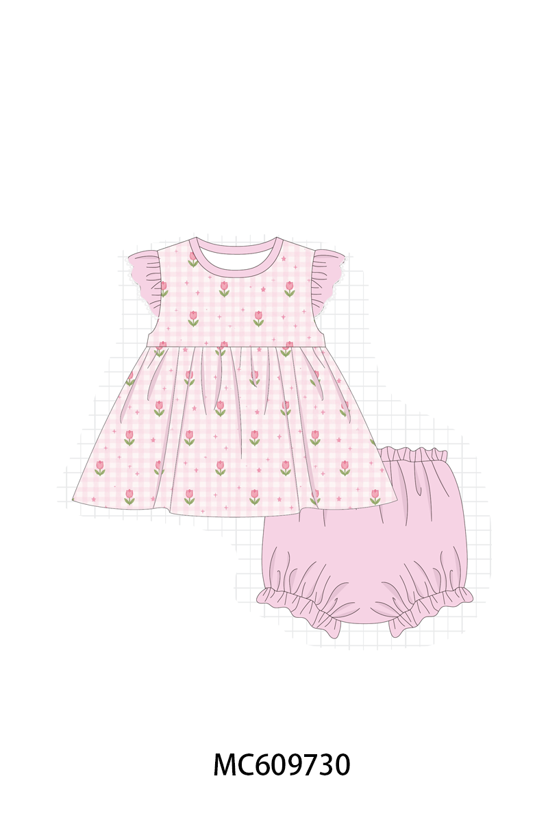 PO37: Pink Floral Gingham Ruffle Collection (ETA March)