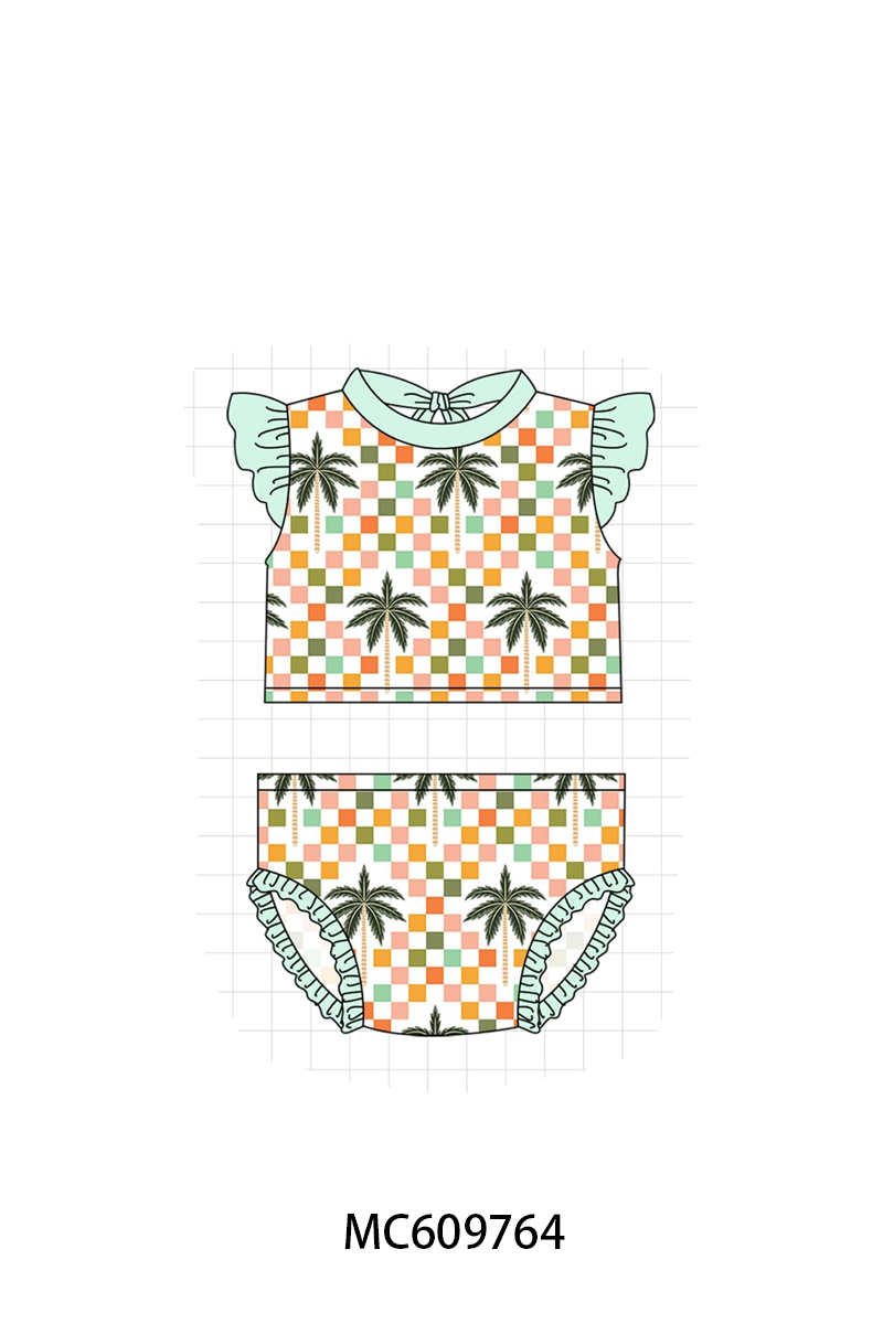 PO37: Tropical Palm Checkered Swimsuit Collection (ETA March)