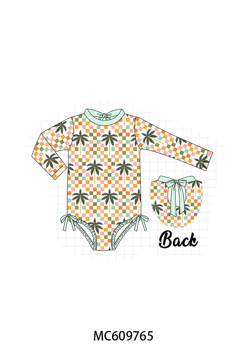 PO37: Tropical Palm Checkered Swimsuit Collection (ETA March)