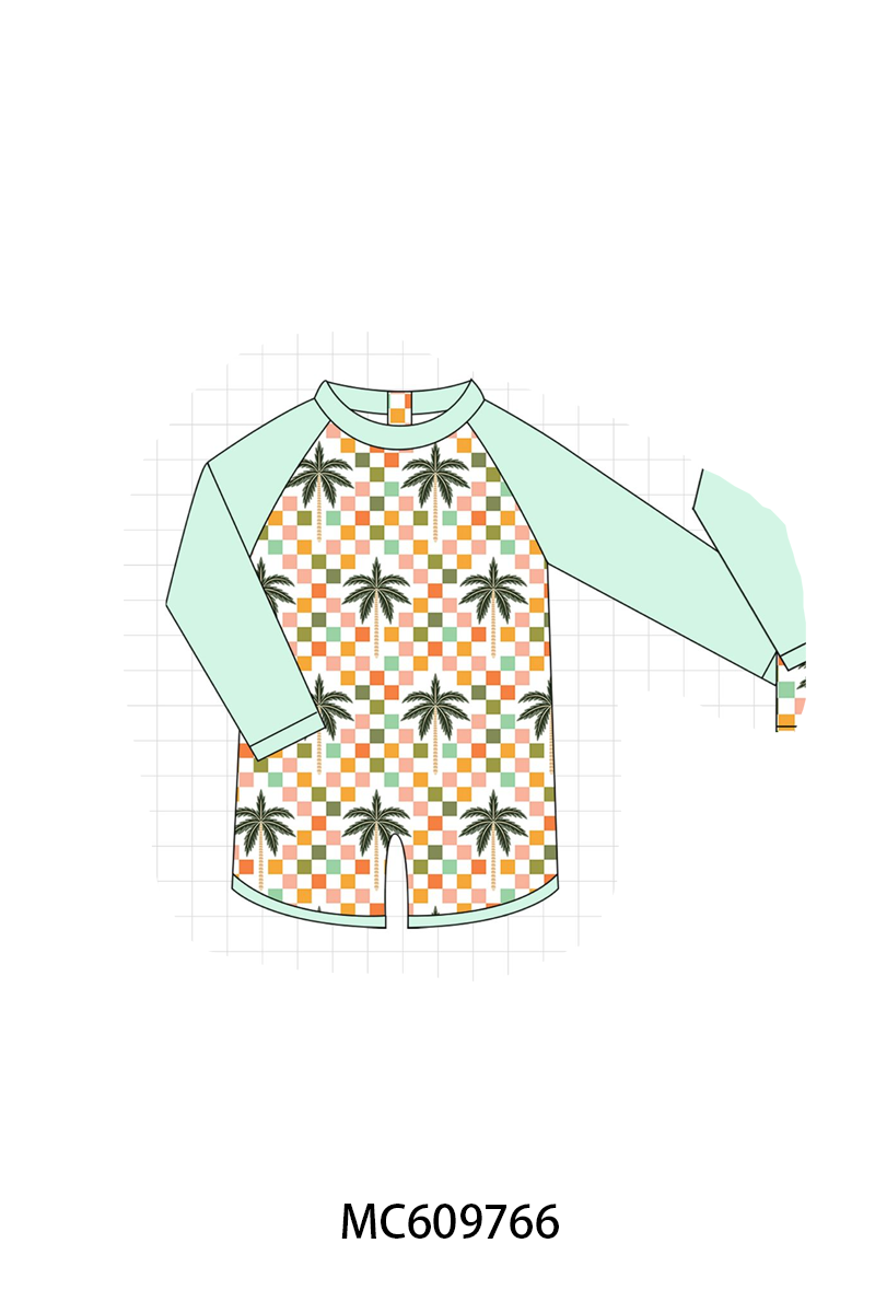 PO37: Tropical Palm Checkered Swimsuit Collection (ETA March)