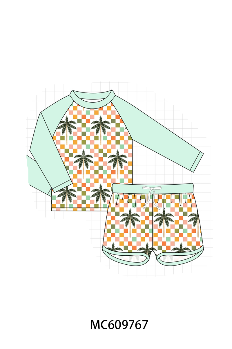 PO37: Tropical Palm Checkered Swimsuit Collection (ETA March)