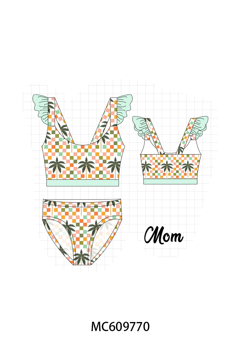 PO37: Tropical Palm Checkered Swimsuit Collection (ETA March)
