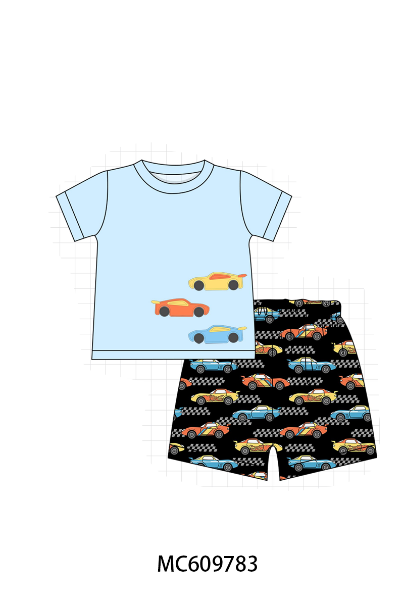 PO37: Blue Race Car Applique Collection (ETA March)