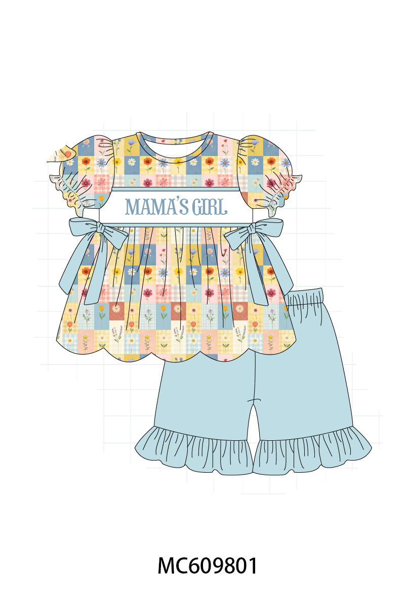PO37: Teal MAMA'S GIRL Embroidery Gingham Collection (ETA March)