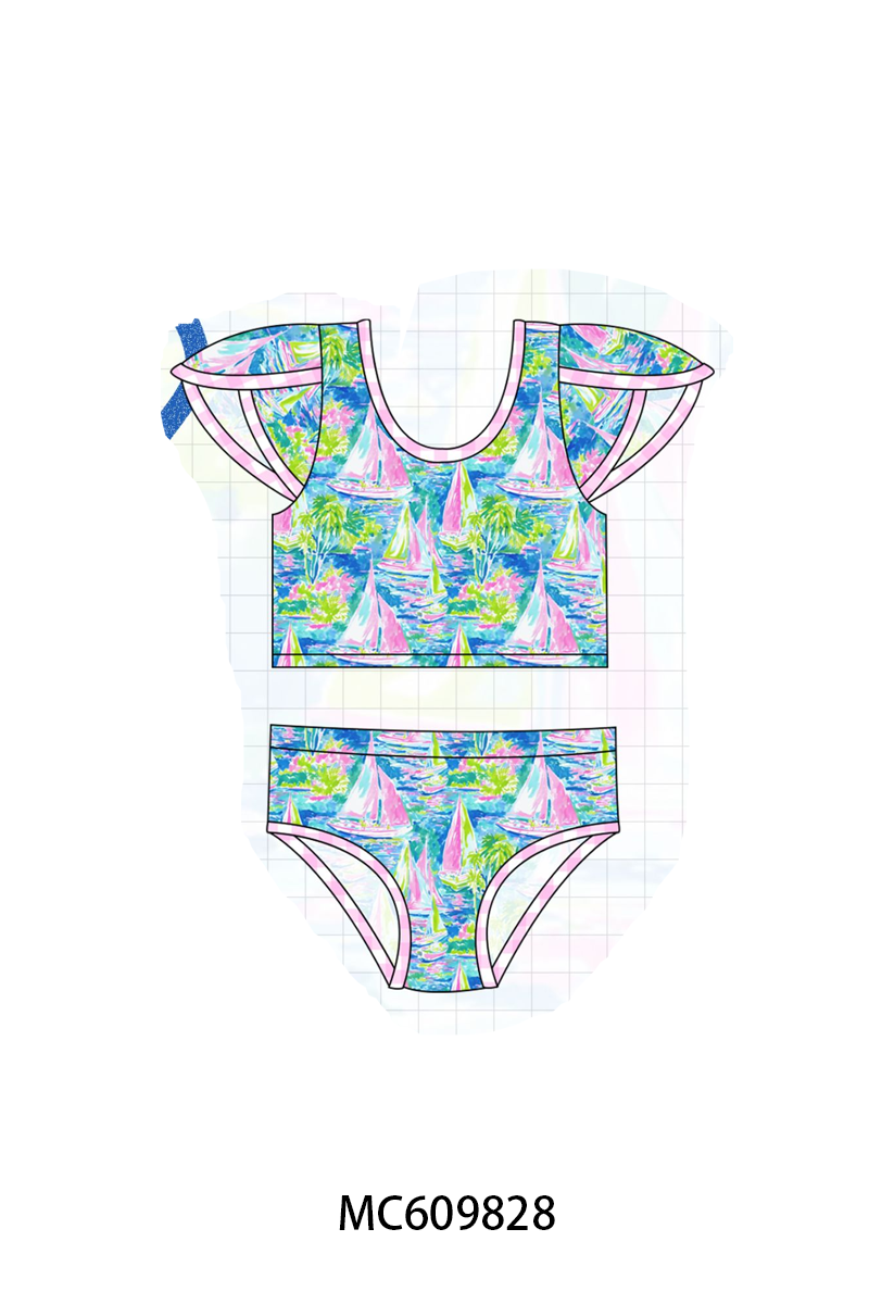 PO37: Blue Sailboat Print Swimsuit Collection (ETA March)