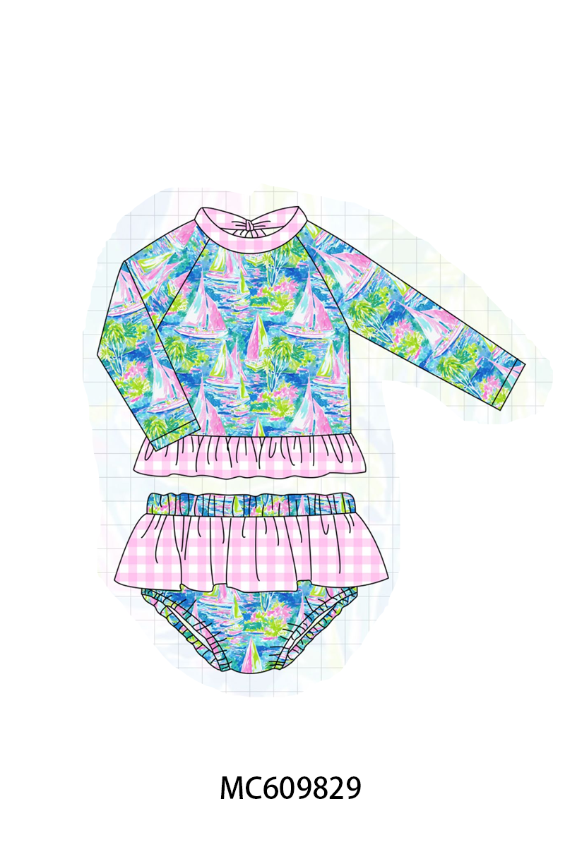 PO37: Blue Sailboat Print Swimsuit Collection (ETA March)