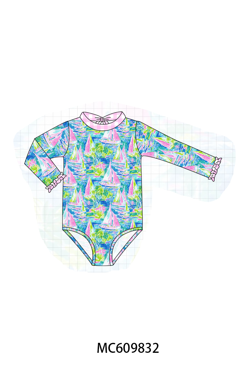 PO37: Blue Sailboat Print Swimsuit Collection (ETA March)