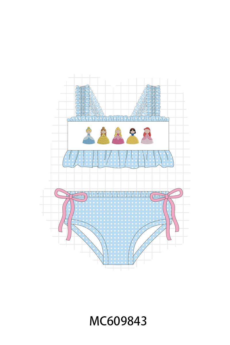 PO37: Blue Princess Embroidery Dot Swimsuit Collection (ETA March)