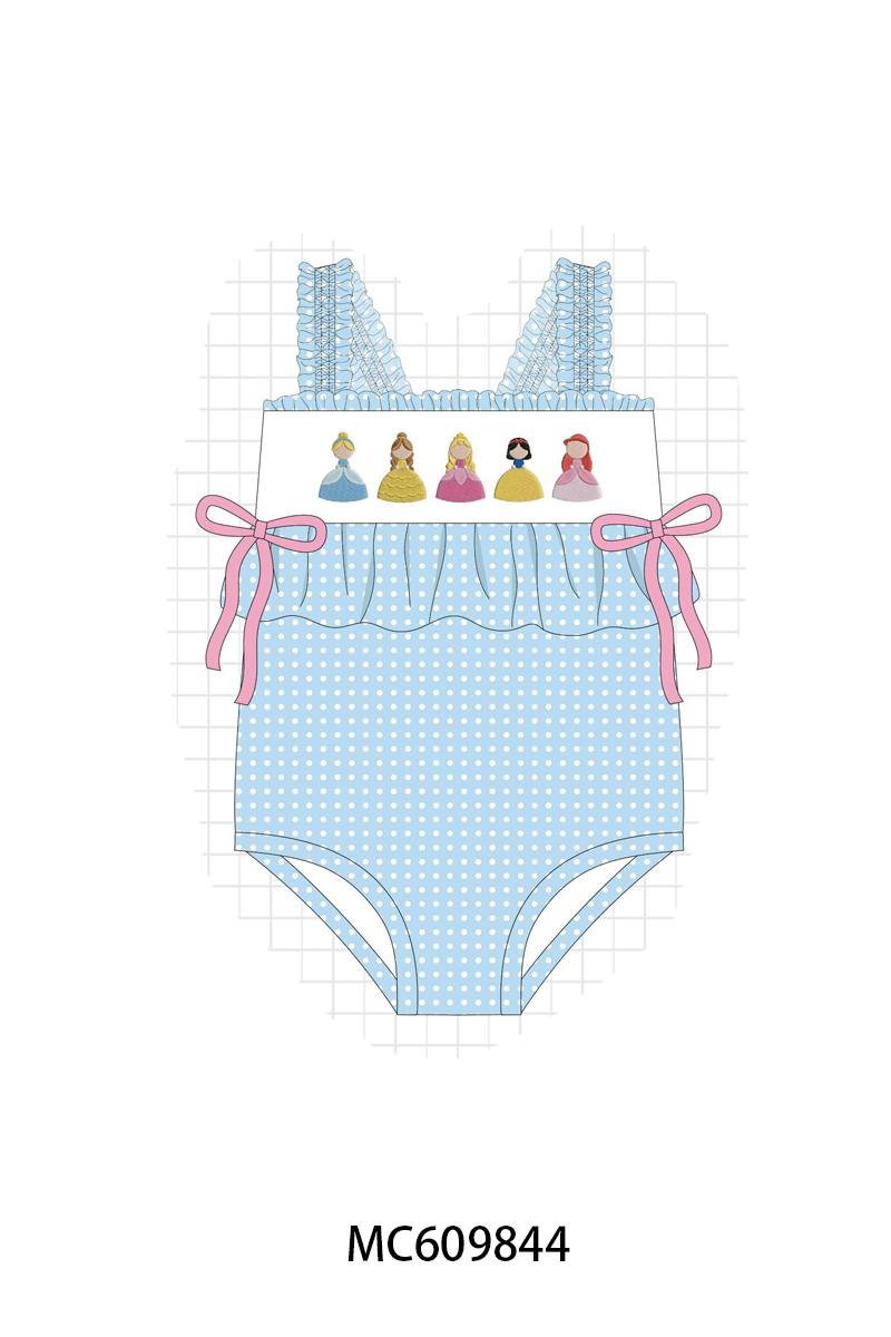 PO37: Blue Princess Embroidery Dot Swimsuit Collection (ETA March)
