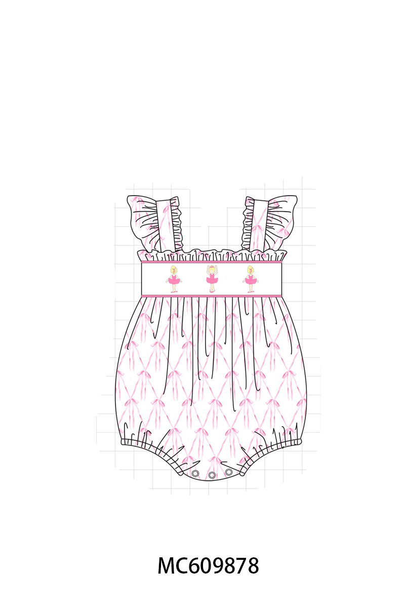 PO37: Pink Ballerina Dancer Embroidery Ruffle Collection (ETA March)