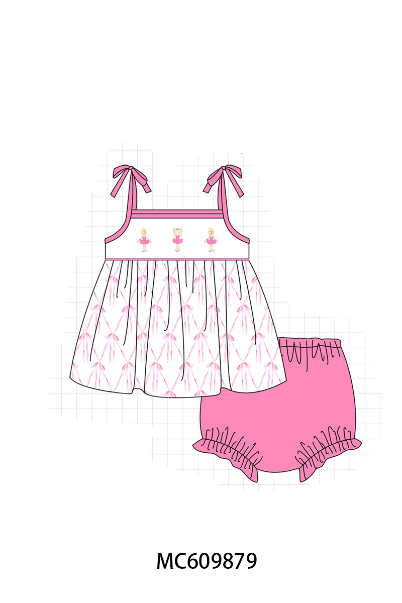 PO37: Pink Ballerina Dancer Embroidery Ruffle Collection (ETA March)