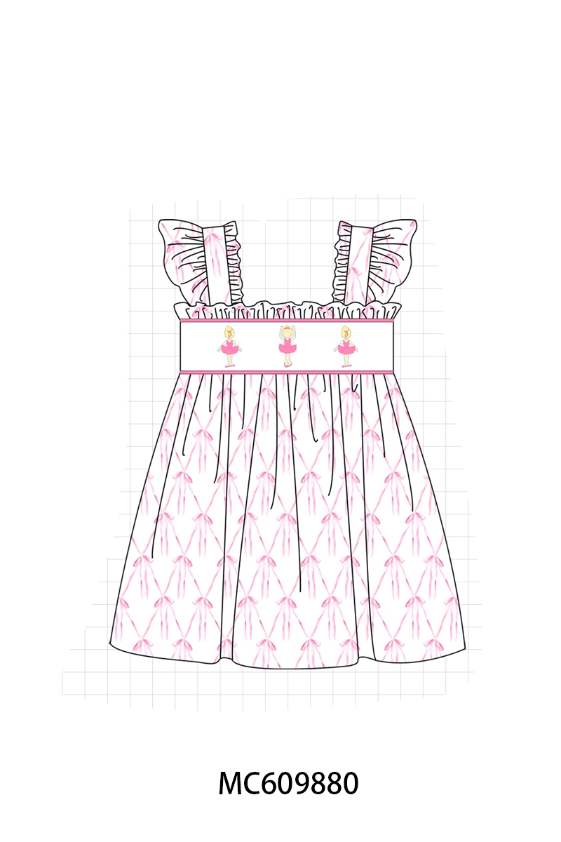 PO37: Pink Ballerina Dancer Embroidery Ruffle Collection (ETA March)