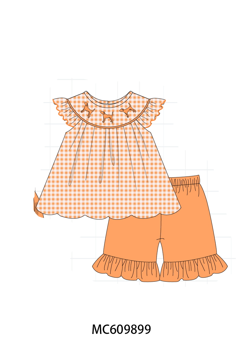 PO37: Orange Tennessee Embroidery Gingham Collection (ETA March)