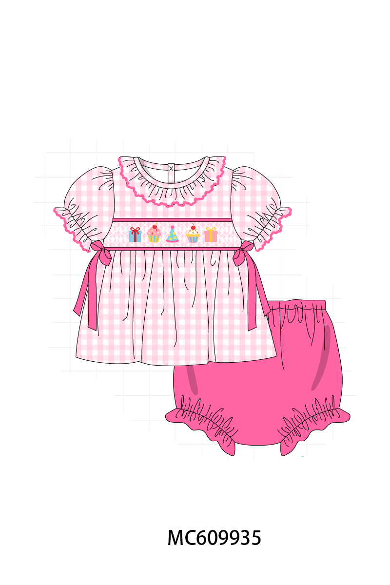PO37: Pink Birthday Cake Smocked Gingham Collection (ETA March)