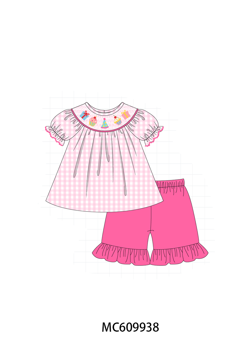 PO37: Pink Birthday Cake Smocked Gingham Collection (ETA March)