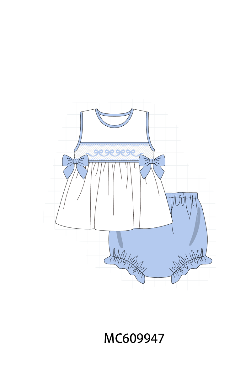 PO37: Blue Bow Smocked Ruffle Collection (ETA March)