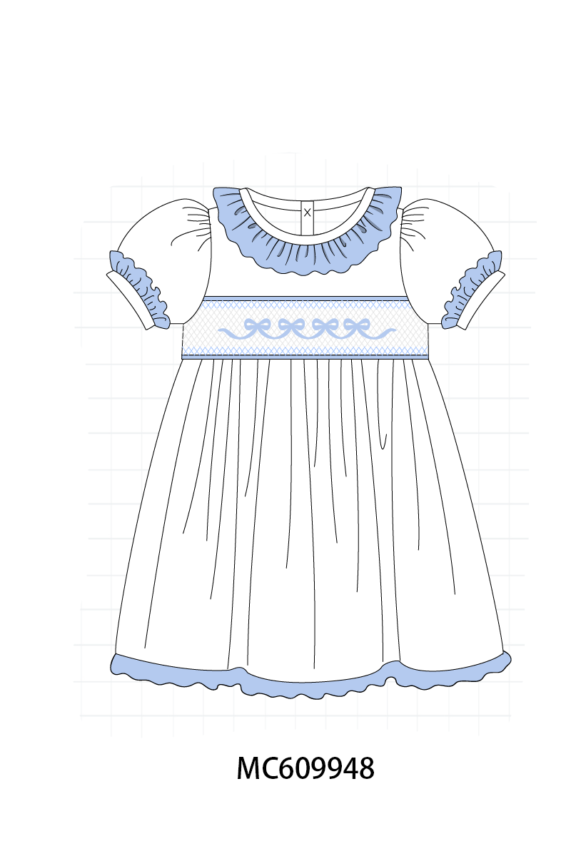 PO37: Blue Bow Smocked Ruffle Collection (ETA March)