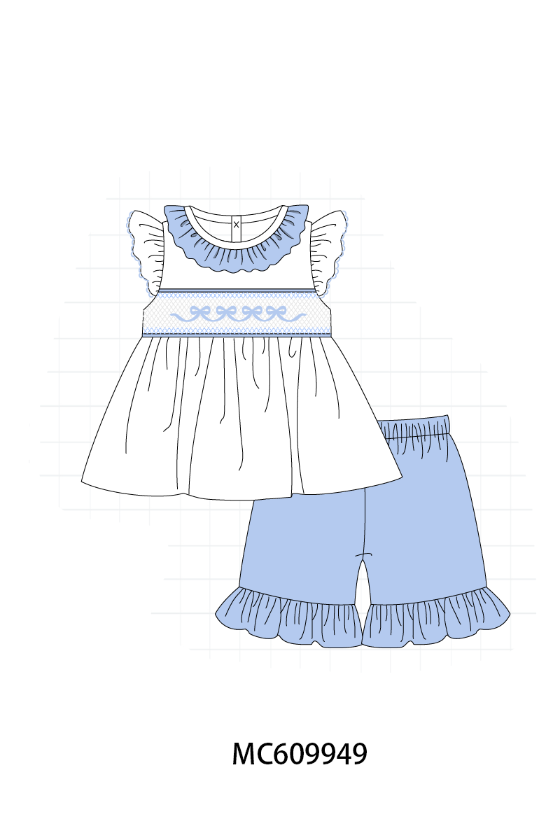 PO37: Blue Bow Smocked Ruffle Collection (ETA March)