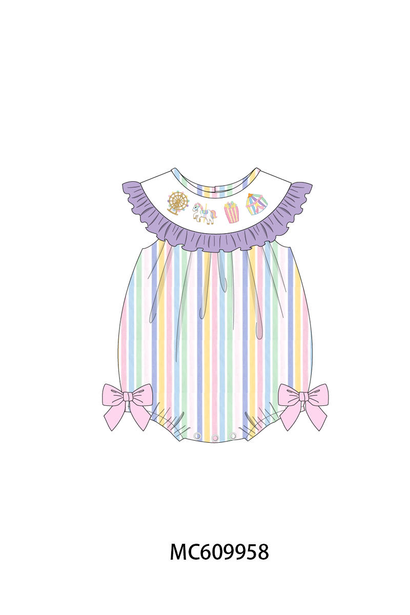 PO37: Purple Circus Embroidery Stripe Ruffle Collection (ETA March)