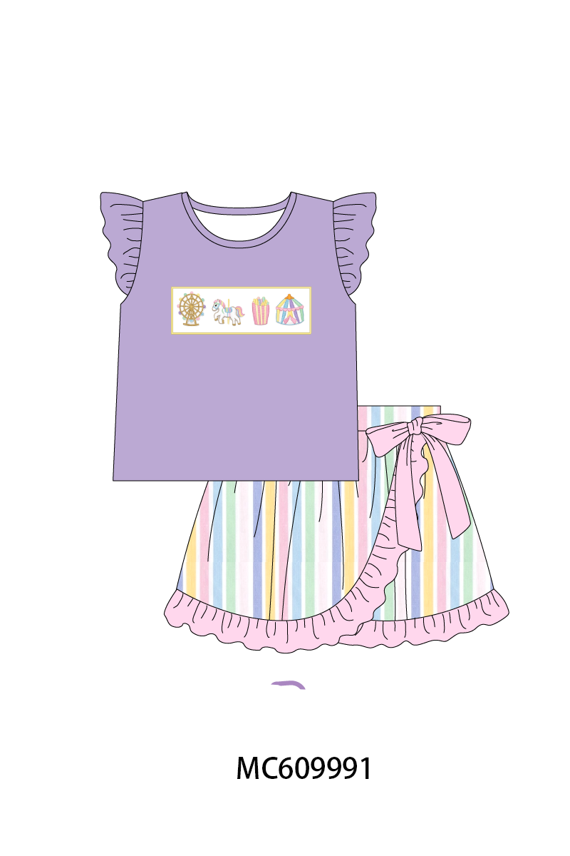 PO37: Purple Circus Embroidery Stripe Ruffle Collection (ETA March)
