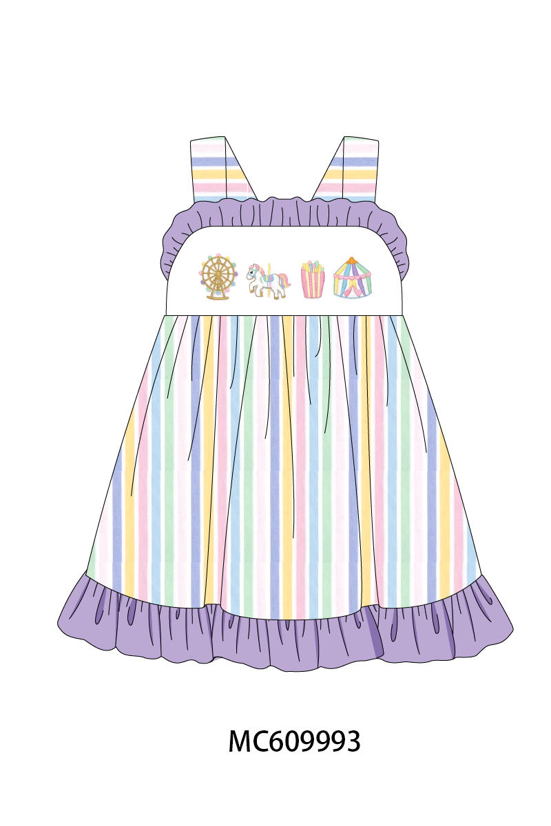PO37: Purple Circus Embroidery Stripe Ruffle Collection (ETA March)