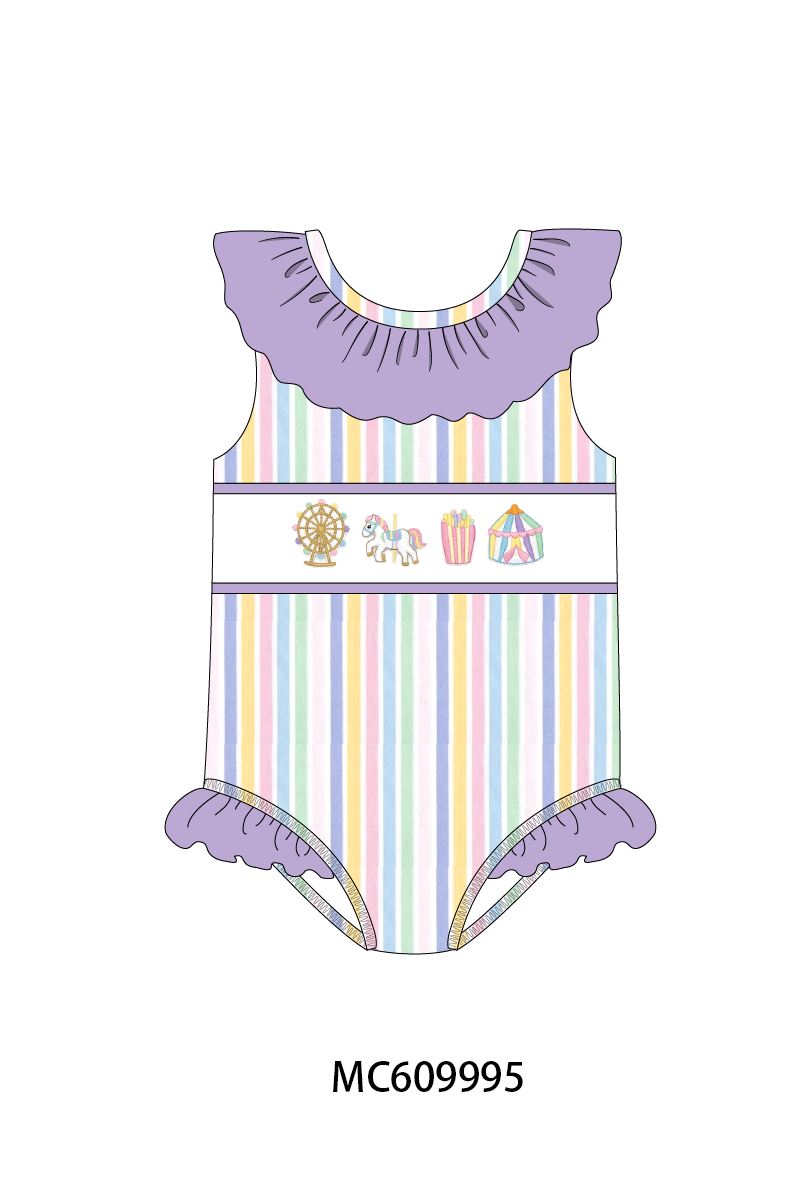PO37: Purple Circus Embroidery Stripe Ruffle Collection (ETA March)