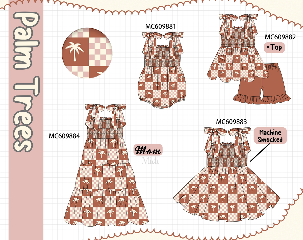 PO37: Palm Tree Checkered Smocked Collection (ETA March)