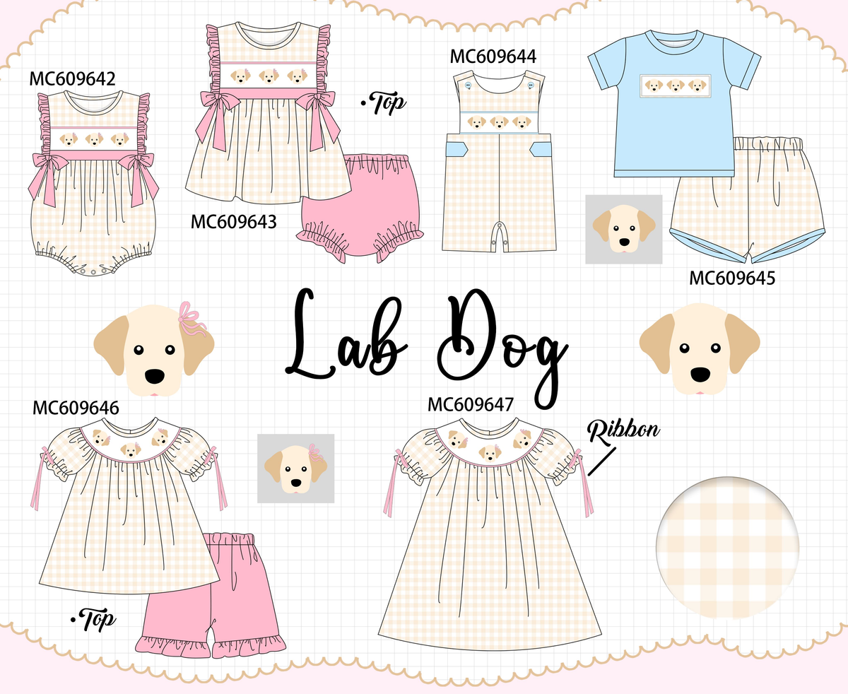 PO37: Pink&Blue Puppy Embroidery Gingham Collection (ETA March)